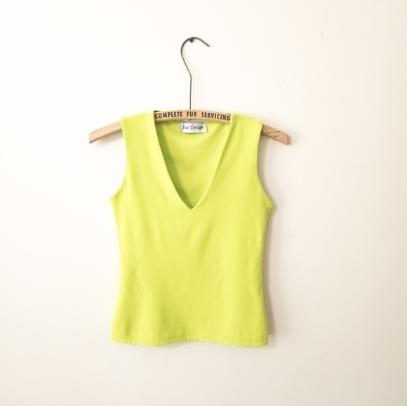 Y2k lime green crop top baby tee tank top size small - Picture 2 of 6